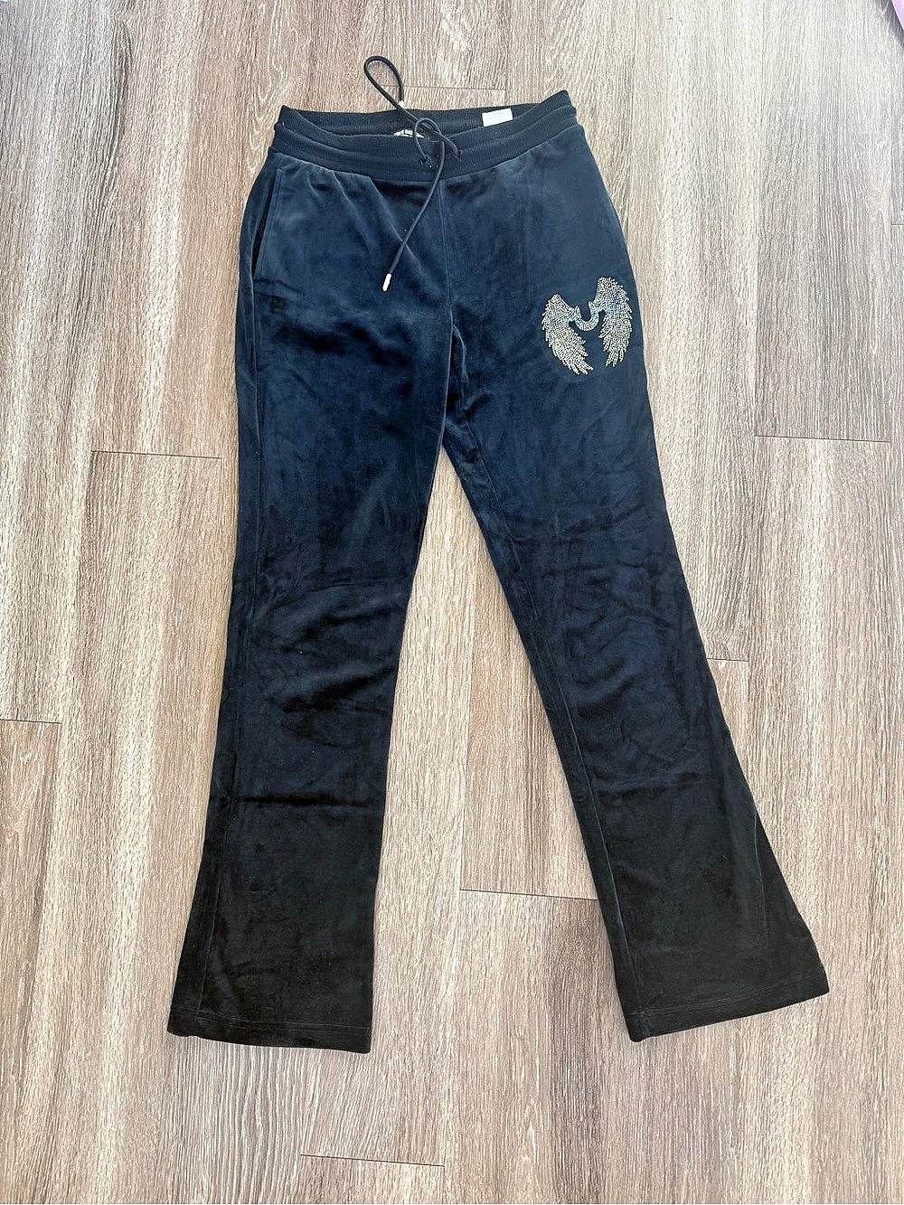 True Religion Crystal HS Wing Velour Pant Black Small